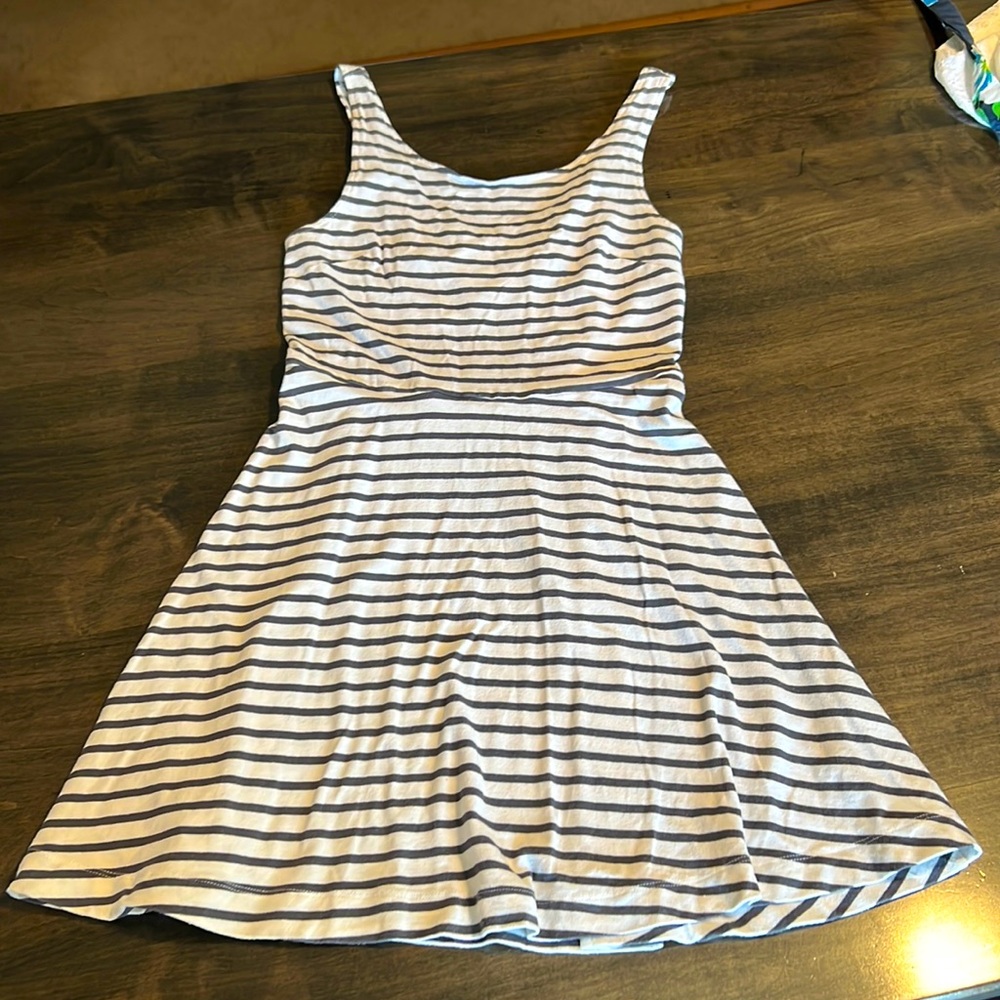 American Eagle gray and white striped dress. Size S